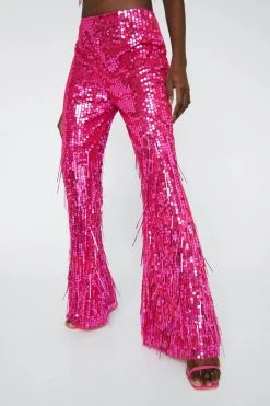Tassel Sequin Flared Pants