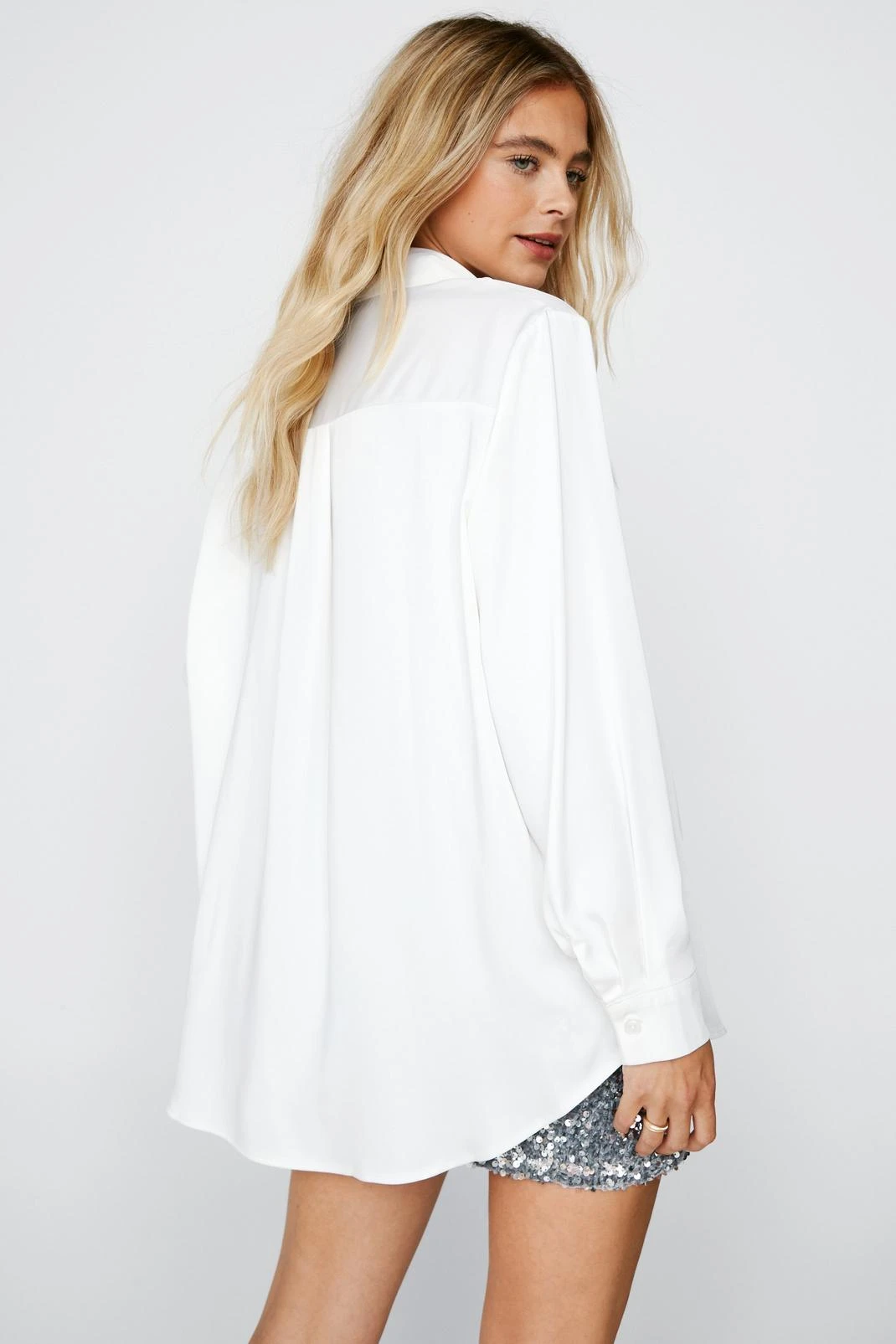 Satin Relaxed Button Down Shirt - Image 3