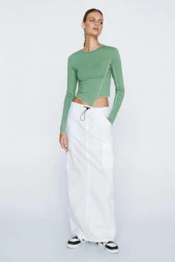 Long Sleeve Exposed Seam Detail Top