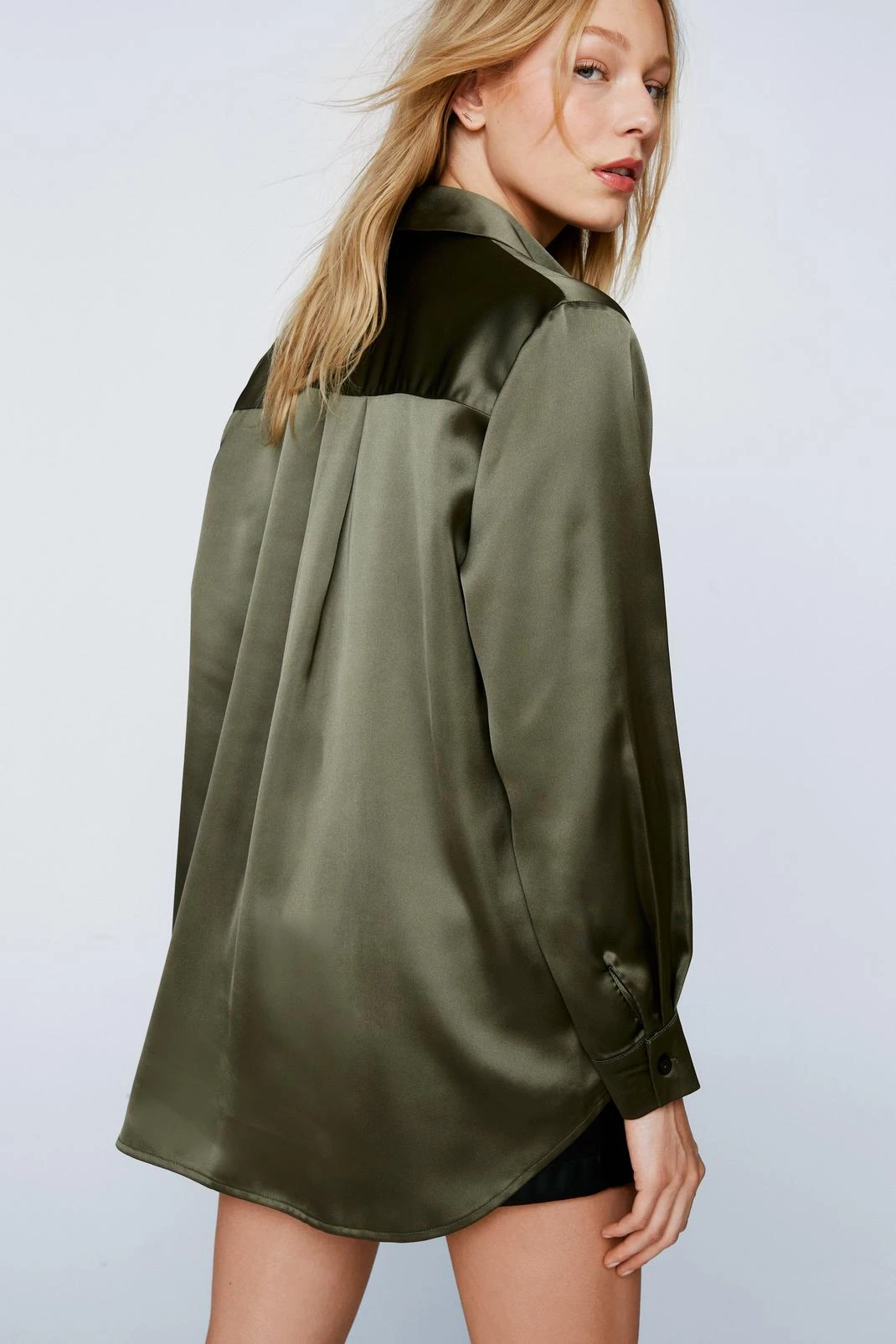 Satin Relaxed Button Down Shirt - Image 6