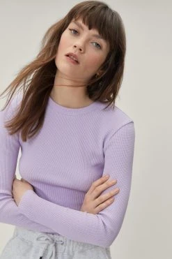 Waffle Crew Neck Long Sleeve Top