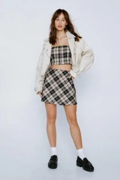 Check Tailored Cropped Bralet