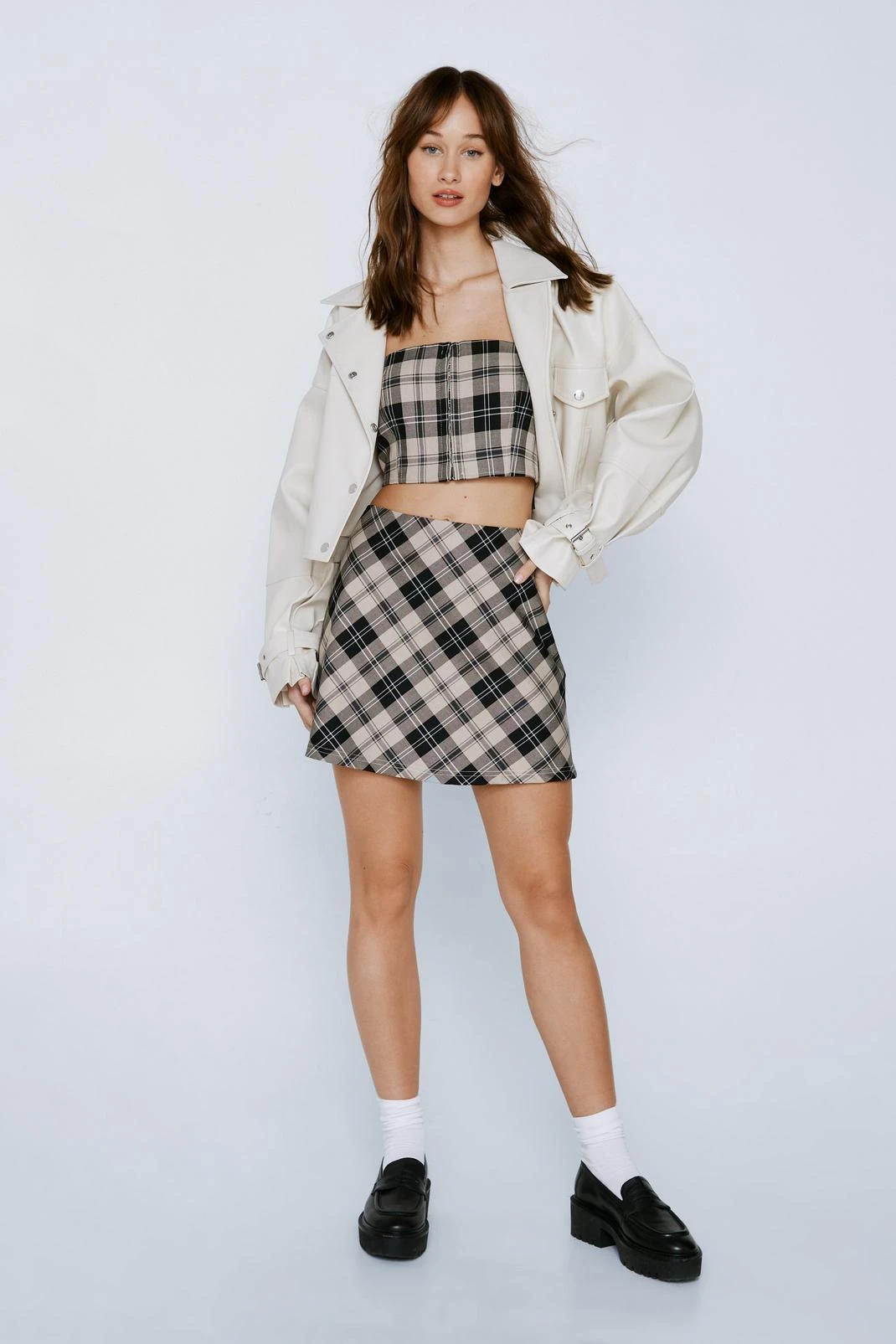 Check Tailored Cropped Bralet