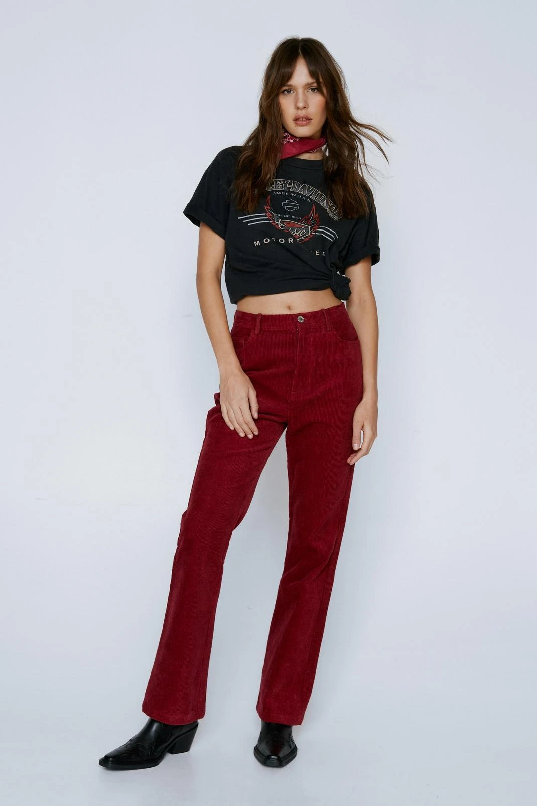 Corduroy High Waisted Flared Star Bum Pants - Image 10
