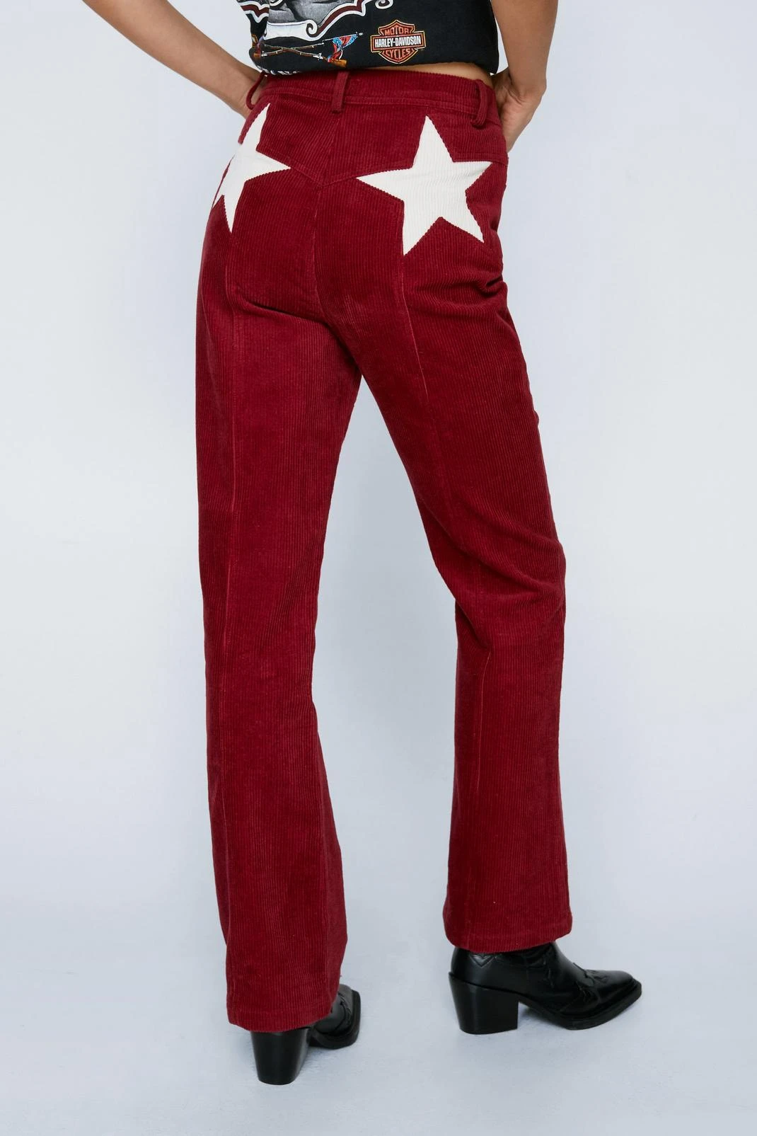 Corduroy High Waisted Flared Star Bum Pants - Image 12