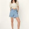 Linen Square Neck Shirred Detail Crop Top