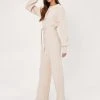 Ribbed Knitted Belted Cardigan And Pants Set