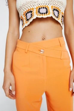 Asymmetric Waistband Tailored Pants