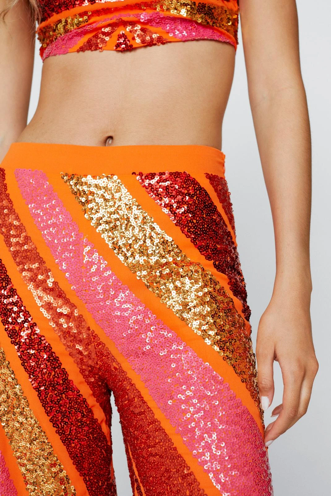 Sequin Colorblock Wide Leg Pants - Image 8