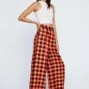 Chain Detail Super Wide Leg Check Pants
