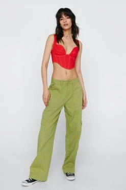 Contrasting Seam Detail Structured Corset Top