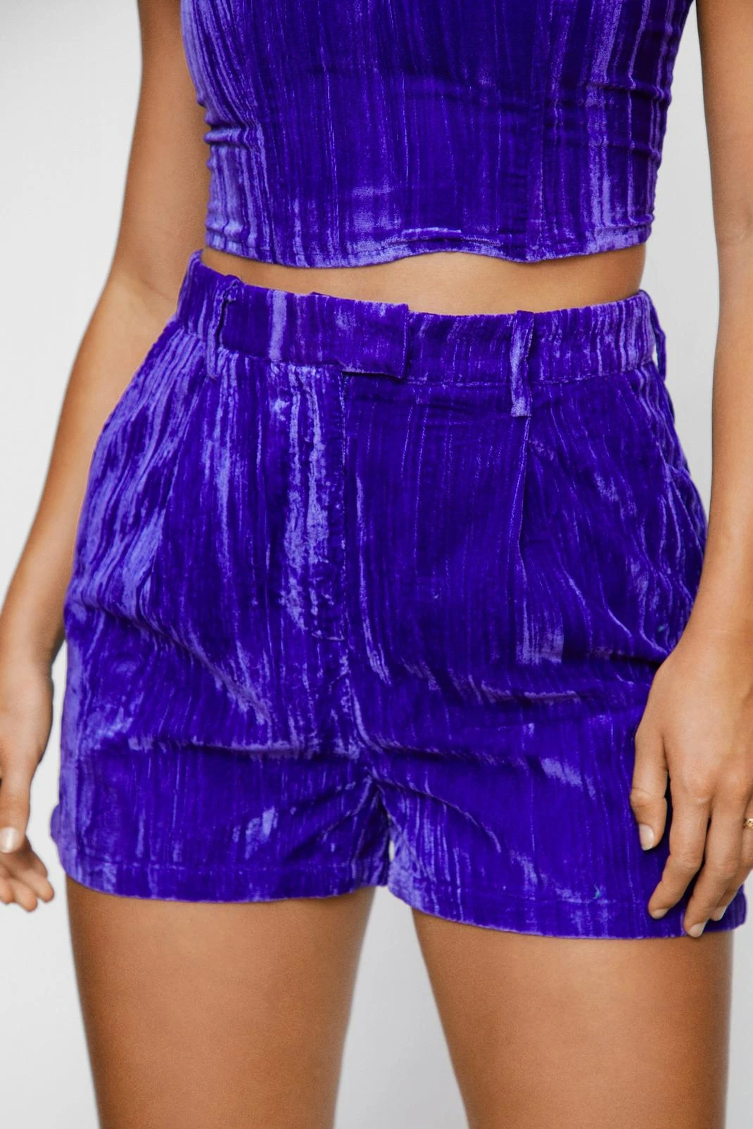 Premium Textured Velvet Tailored Shorts