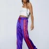 Tape Detail Satin Wide Leg Pants
