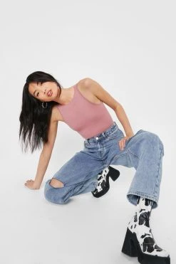 Ribbed Racerback High Leg Bodysuit