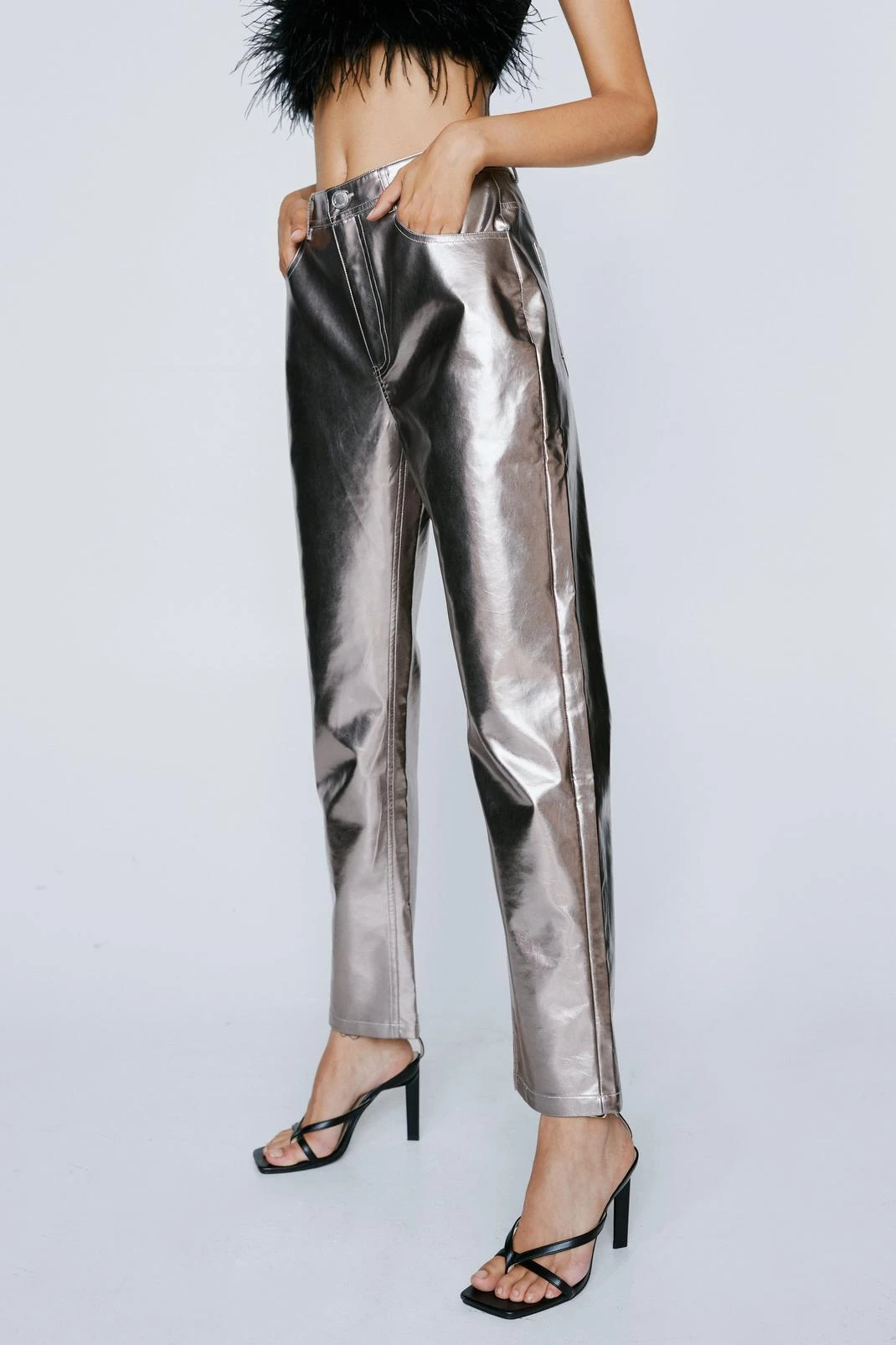 Straight Leg Faux Leather Pants - Image 5