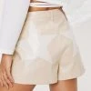 Faux Leather Star Design Shorts