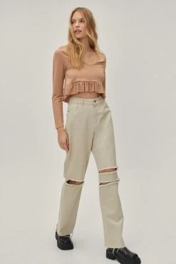 Ribbed Mini Ruffle Top