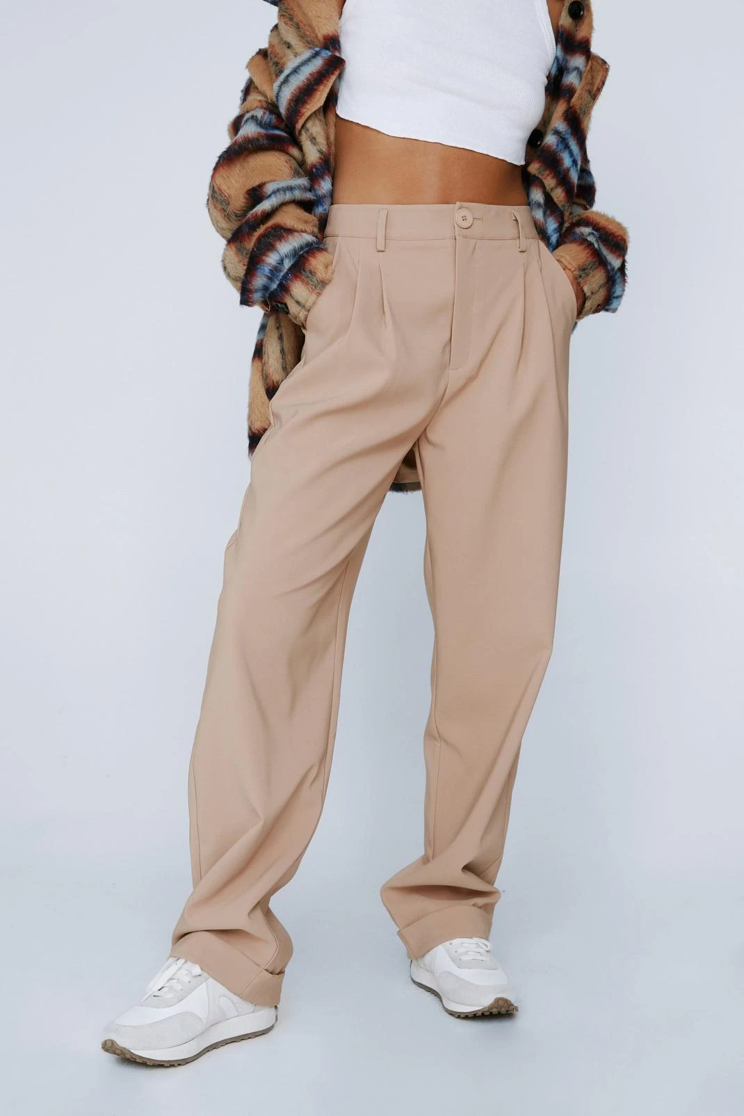 Turned Up Hem Straight Leg Pants - Image 2