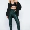 Faux Leather Skinny Cargo Pants