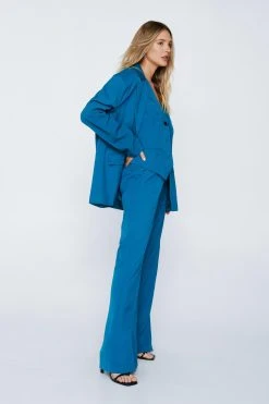 Tailored Split Front Wide Leg Pants