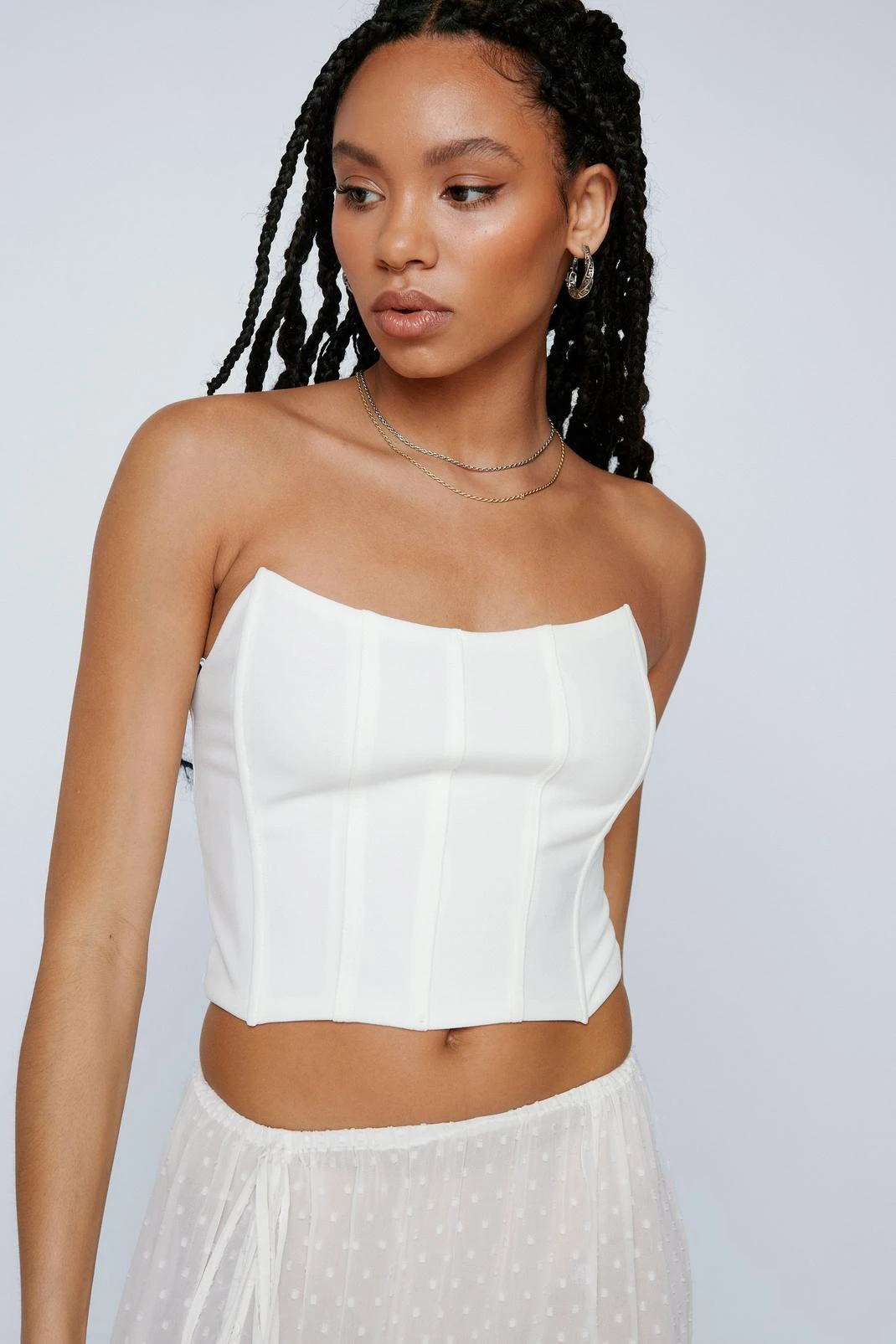 Cropped Strapless Seam Detail Corset Top - Image 10