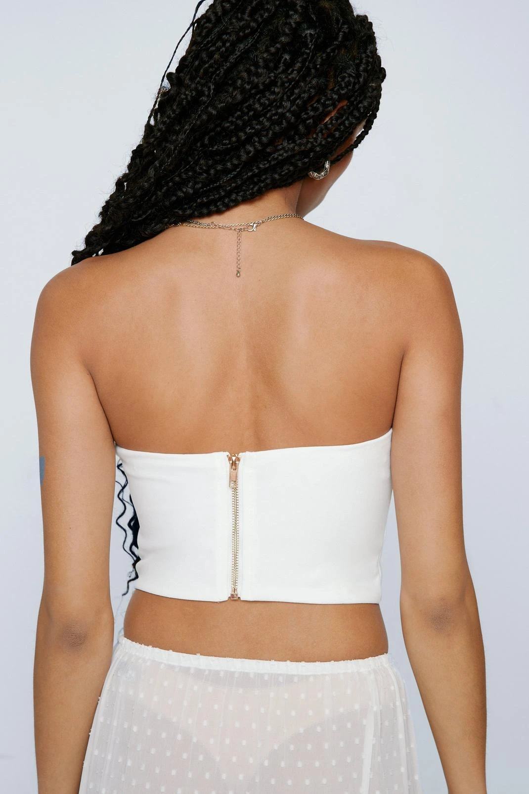 Cropped Strapless Seam Detail Corset Top - Image 12