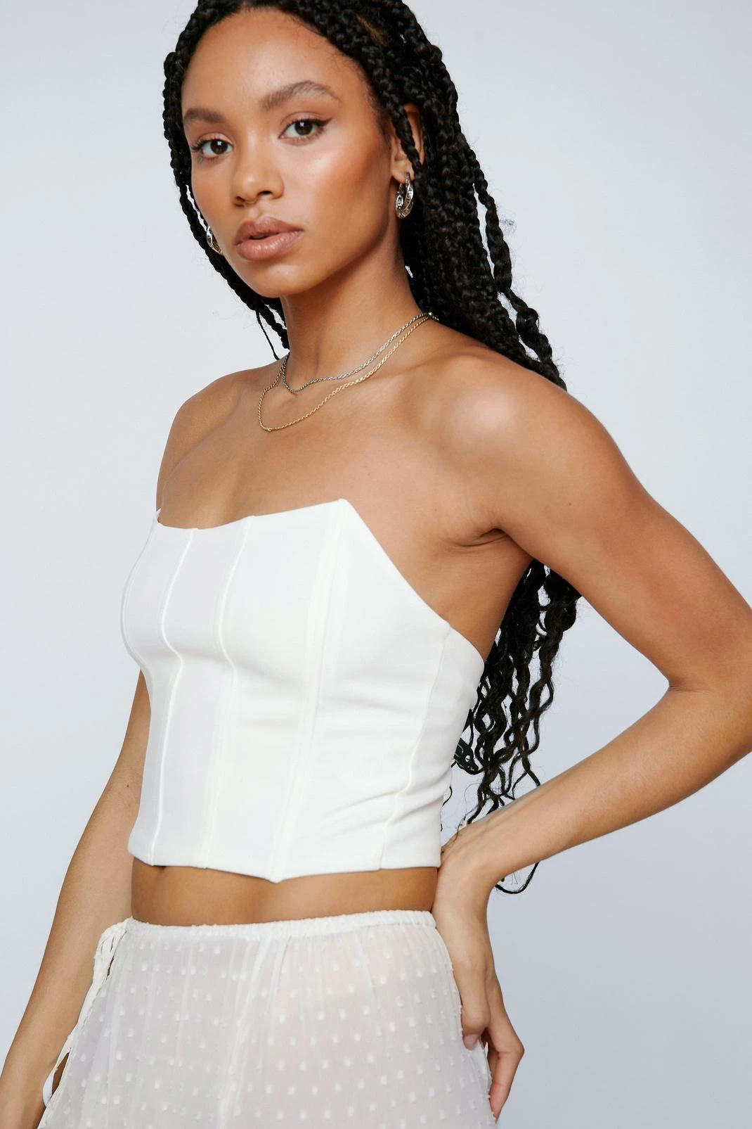 Cropped Strapless Seam Detail Corset Top - Image 16