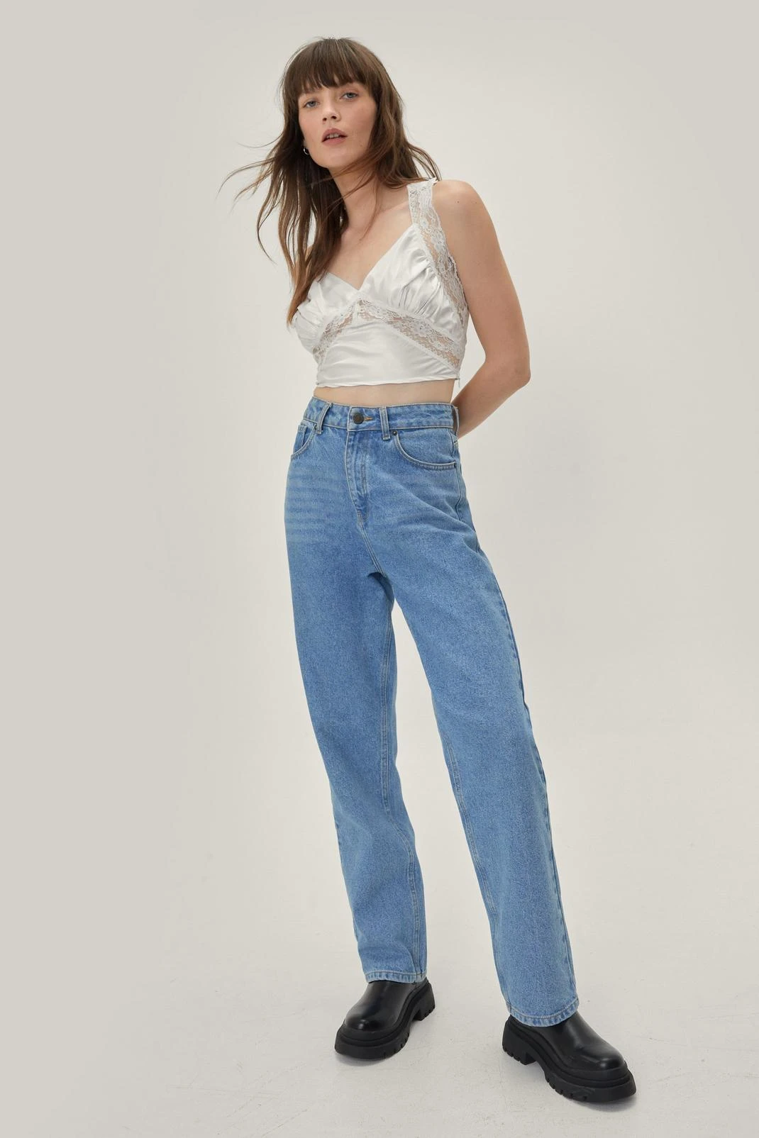 Satin Lace Trim Cut Out Cami Top